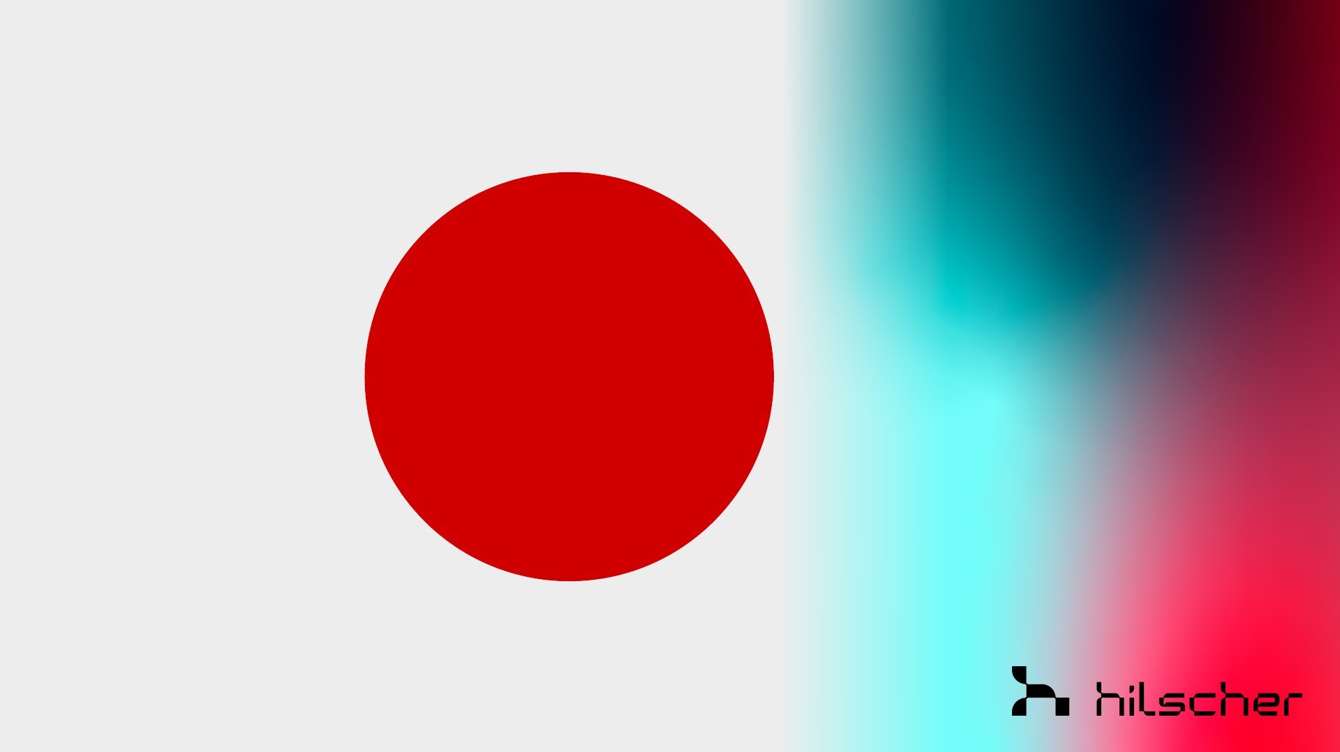 The flag of Japan. On the right side of the picture is a fade to a colorful space, accounting for nearly a quarter of the image.