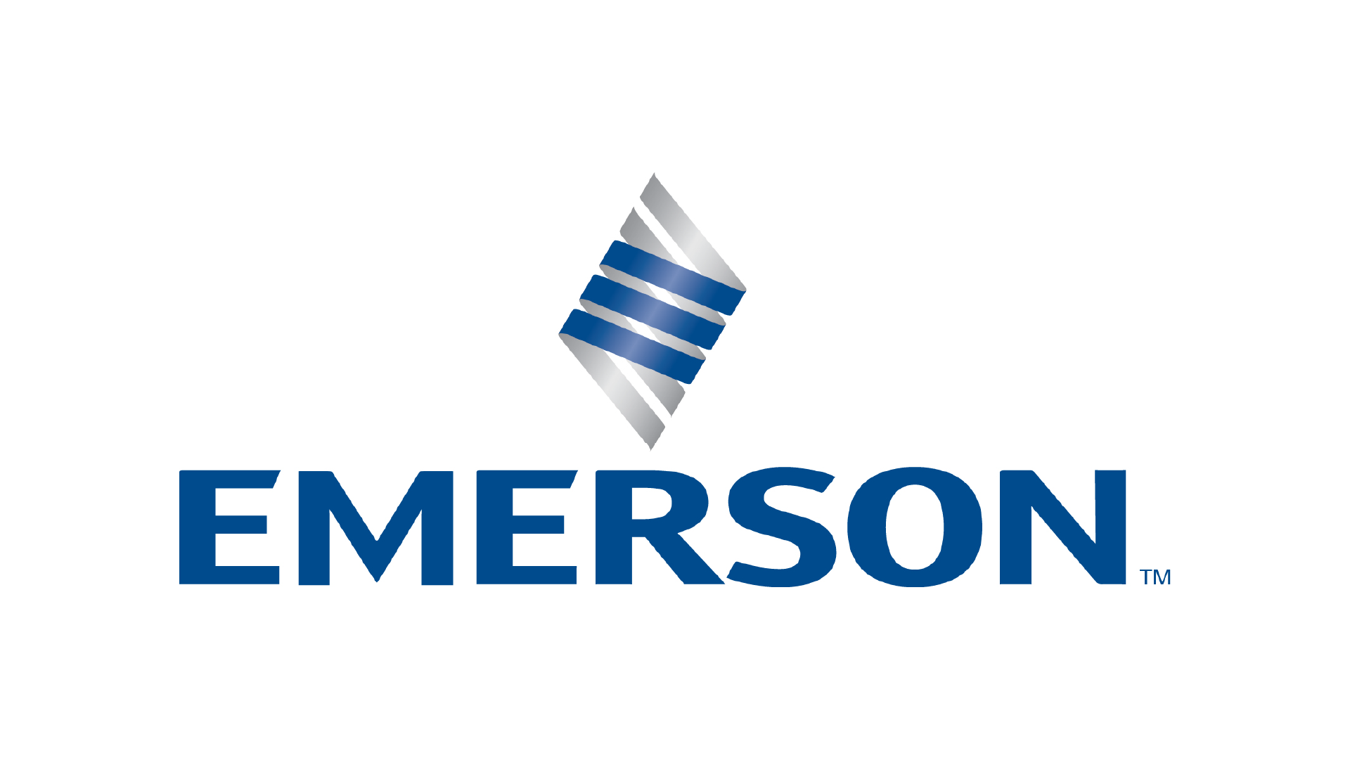 The blue Emerson logo on white background.