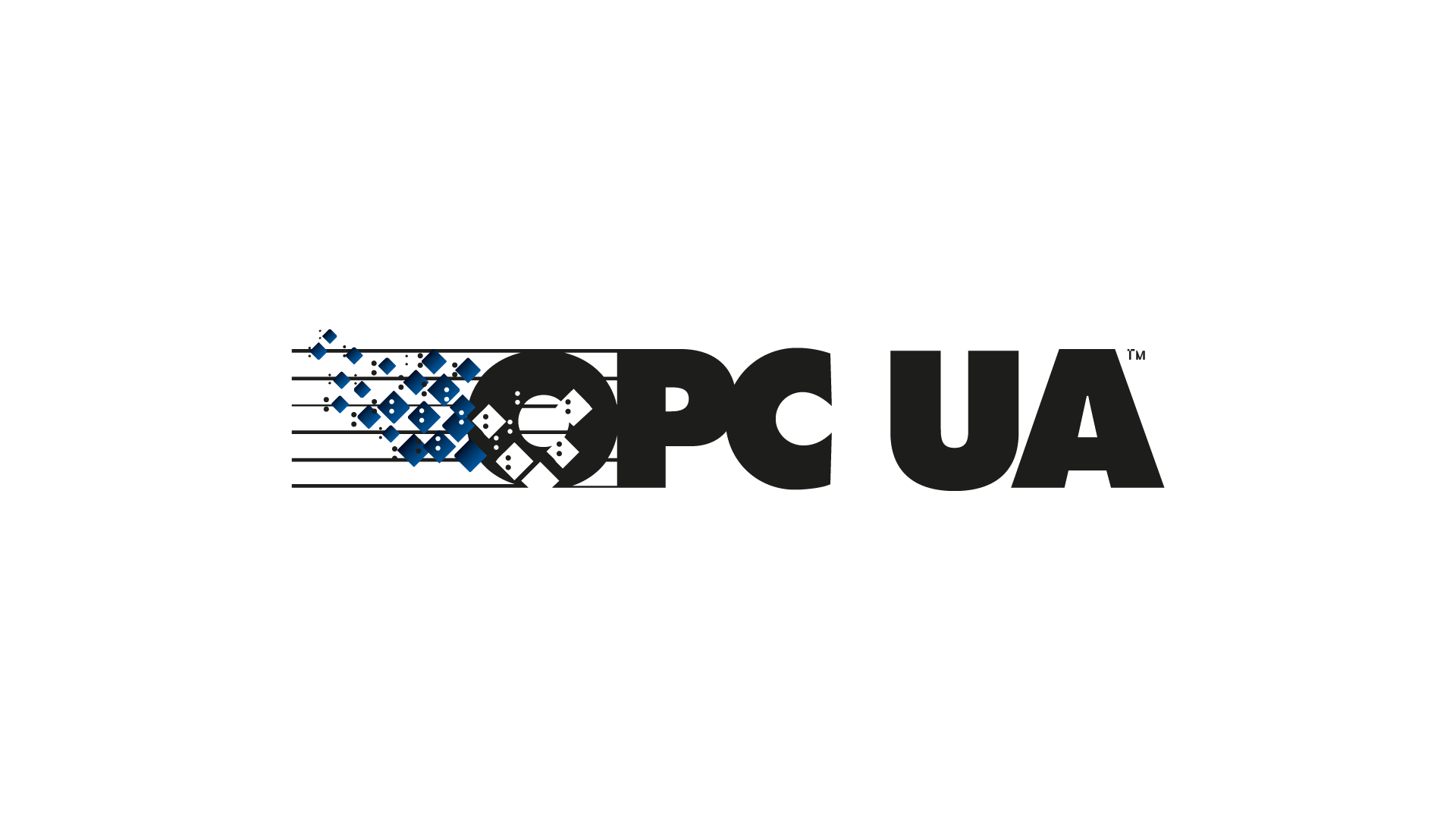 Logo OPC UA in black and blue.
