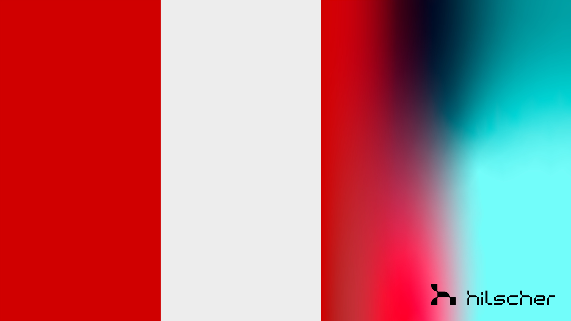 The flag of Austria. On the right side of the picture is a fade to a colorful space, accounting for nearly a quarter of the image.