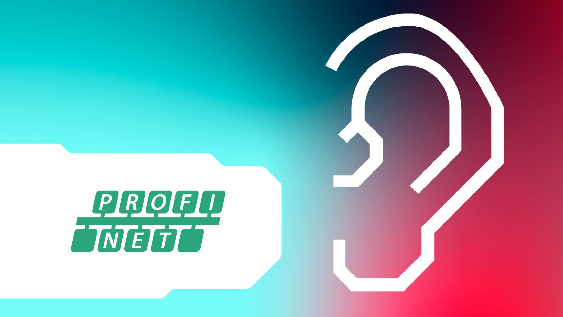 A stylized ear on a colourful background. The PROFINET logo can be seen on the left side.